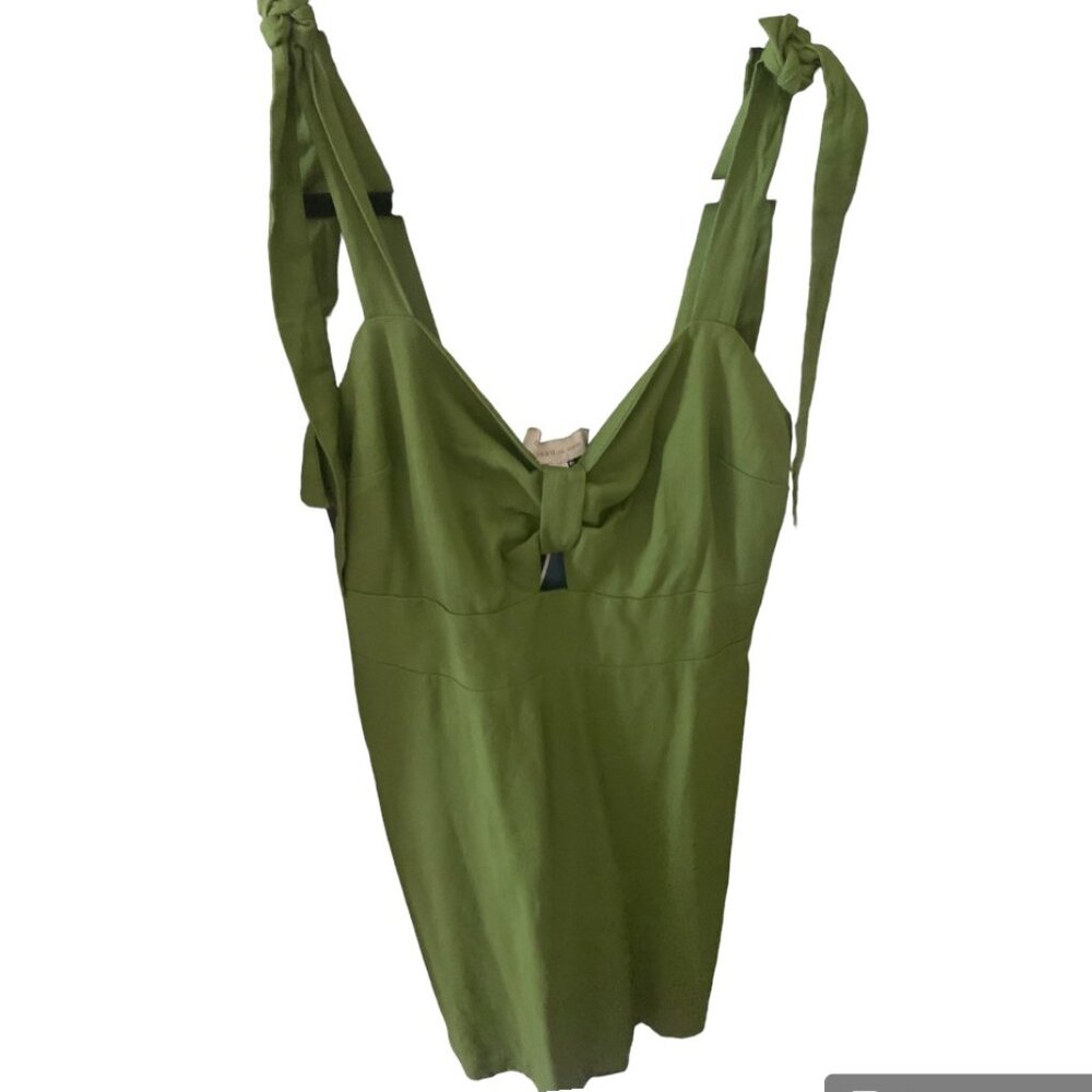 NWT Monteau Mini Dress, tie straps, sweet-heart, green, Small